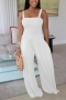 s-2xl summer new plus size 7 colors solid color stretch backless sling pockets smocked stylish jumpsuit_Black_White
