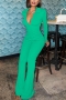 s-2xl plus size spring & autumn new 6 colors solid color stretch long sleeves slim stylish jumpsuit_Black_White_Sky Blue_Orange_Khaki _Green