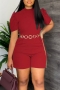 s-2xl plus size summer new 5 colors stretch crew neck zip-up with belt stylish playsuit_Black_Purple_Rose Red