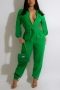 s-2xl plus size autumn new stylish three colors solid color lapel drawstring stretch with pocket casual jumpsuit_Black_Magenta_Green