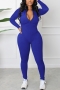 s-2xl plus size autumn & winter new 5 colors stretch long sleeve zip-up slim stylish sexy jumpsuit_Black_White_Blue