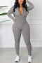 s-2xl plus size autumn & winter new 5 colors stretch long sleeve zip-up slim stylish sexy jumpsuit_Black_White_Blue_Khaki _Gray