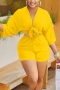 s-2xl plus size summer new 6 colors stretch three-quarter sleeve deep-v-neck hollow lace up stylish sexy playsuit_Black_White_Red_Blue_Magenta_Yellow