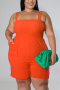 l-4xl plus size summer new 3 colors stretch strappy smocked pockets stylish simple playsuit_Black_Magenta_Orange