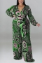 xl-5xl plus size autumn new 6 colors stretch batch printing with belt v-neck loose stylish jumpsuit_Black_Purple_Red_Blue_Brown_Green