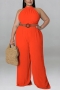 xl-5xl plus size summer new 6 colors stretch sleeveless button hollow with belt stylish jumpsuit_Black_Purple_Blue_Brown_Orange