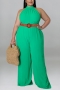 xl-5xl plus size summer new 6 colors stretch sleeveless button hollow with belt stylish jumpsuit_Black_Purple_Blue_Brown_Orange_Green