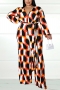 xl-5xl plus size autumn new 6 colors geometric printing v-neck with belt wide leg stylish jumpsuit_Black_Rose Red_Blue_Orange