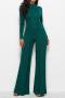 m-2xl plus size autumn new stylish 7 colors solid color high stretch zip-up casual jumpsuit_Black_White_Dark Green