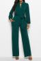 s-3xl plus size autumn new stylish 7 colors solid color single breasted belt high stretch pocket casual jumpsuit_Black_Dark Green