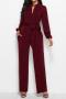 s-3xl plus size autumn new stylish 7 colors solid color single breasted belt high stretch pocket casual jumpsuit_Black_Dark Green_Red_Rose Red