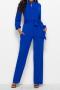 s-3xl plus size autumn new stylish 7 colors solid color single breasted belt high stretch pocket casual jumpsuit_Black_Dark Green_Red_Rose Red_Blue