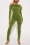 autumn&winter new stylish 3-colors solid color plus size slight stretch sling fuzzy velvet slim jumpsuit_Black_Magenta_Green