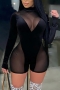 autumn plus size 4 colors see through mesh velvet stitching high stretch backless sexy skinny playsuit_Black