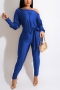autumn new 5 colors letter fixed printing stretch off-the-shoulder long sleeves with belt stylish jumpsuit_Black_Red_Blue