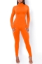 new 10 colors stretch high neck back zip-up button slim stylish jumpsuit_Black_White_Dark Green_Brown_Pink_Orange