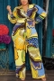 xl-5xl plus size slight stretch 4 colors batch printing lace-up belt casual jumpsuit_Dark Green_Brown_Magenta_Yellow