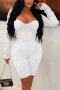 plus size slight stretch 5-colors mesh see-through shirring slim sexy playsuit_Black_White