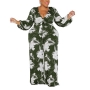 xl-5xl plus-size stretch 6 colors flower batch printing jumpsuit(with belt)_Dark Green