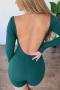 plus size slight stretch 5 colors slim backless ribbed knit sexy playsuit_Black_Dark Green