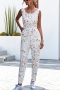 slight stretch leopard batch printing drawstring button pocket casual jumpsuit_White