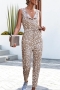 slight stretch leopard batch printing drawstring button pocket casual jumpsuit_White_Khaki 
