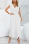 plus size slight stretch 5 colors ruffle wide-leg stylish jumpsuit with belt_Black_White