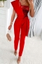 casual plus size slight stretch one shoulder sequins zip-up belt jumpsuit_Black_Pink_Red
