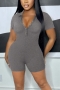 casual plus size 4 colors slight stretch slim playsuit_Black_Gray
