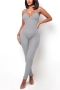 sexy plus size high stretch 5 colors padded backless cross sling skinny jumpsuit_Black_White_Gray