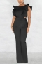 sexy plus size slight stretch 5 colors orange backless hollow ruffle jumpsuit_Black
