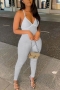 sexy plus size slight stretch ribbed knit padded crosses sling backless jumpsuit_Black_White_Gray