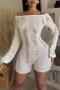 sexy plus size slight stretch 7-colors knitted hollow backless slim playsuit_Black_White
