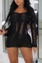 sexy plus size slight stretch 7-colors knitted hollow backless slim playsuit_Black