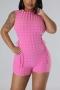 sexy plus size slight stretch 4 colors hollow lace-up playsuit_Black_Magenta