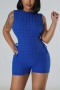 sexy plus size slight stretch 4 colors hollow lace-up playsuit_Black_Magenta_Green_Blue