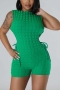 sexy plus size slight stretch 4 colors hollow lace-up playsuit_Black_Magenta_Green
