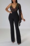 sexy slight stretch plus size sequins deep v zip-up stylish jumpsuit_Black_Dark Green_Multicolor