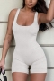 stylish solid color ribbed knit stretch sling backless slim playsuit_Black_White