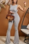 sexy plus size high-stretch 4 colors hollow kink jumpsuit_Black_Gray