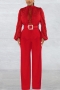 sexy plus size 6 colors stretch hollow long sleeve with belt jumpsuit_Black_White_Pink_Red