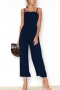 stylish 5 colors non-stretch sling zip-up wide-leg jumpsuit_Black_Rose Red_Yellow_Dark Green_Dark Blue