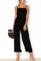 stylish 5 colors non-stretch sling zip-up wide-leg jumpsuit_Black