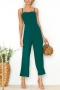 stylish 5 colors non-stretch sling zip-up wide-leg jumpsuit_Black_Rose Red_Yellow_Dark Green