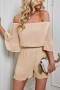 casual plus size non-stretch chiffon 8 colors off-shoulder playsuit_Black_White_Gray_Pink_Green_Blue_Light Purple_Beige