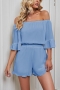 casual plus size non-stretch chiffon 8 colors off-shoulder playsuit_Black_White_Gray_Pink_Green_Blue