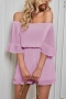 casual plus size non-stretch chiffon 8 colors off-shoulder playsuit_Black_White_Gray_Pink_Green_Blue_Light Purple