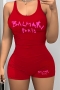 sexy plus size slight stretch letter fixed printing skinny playsuit_Black_Red