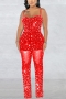 sexy plus size slight stretch mesh 4 colors rhinestone decor jumpsuit_Black_White_Red