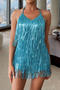 xs-l sexy slight stretch 4 colors sequin tassel decor halter-neck playsuit_Black_Dark Green_Blue